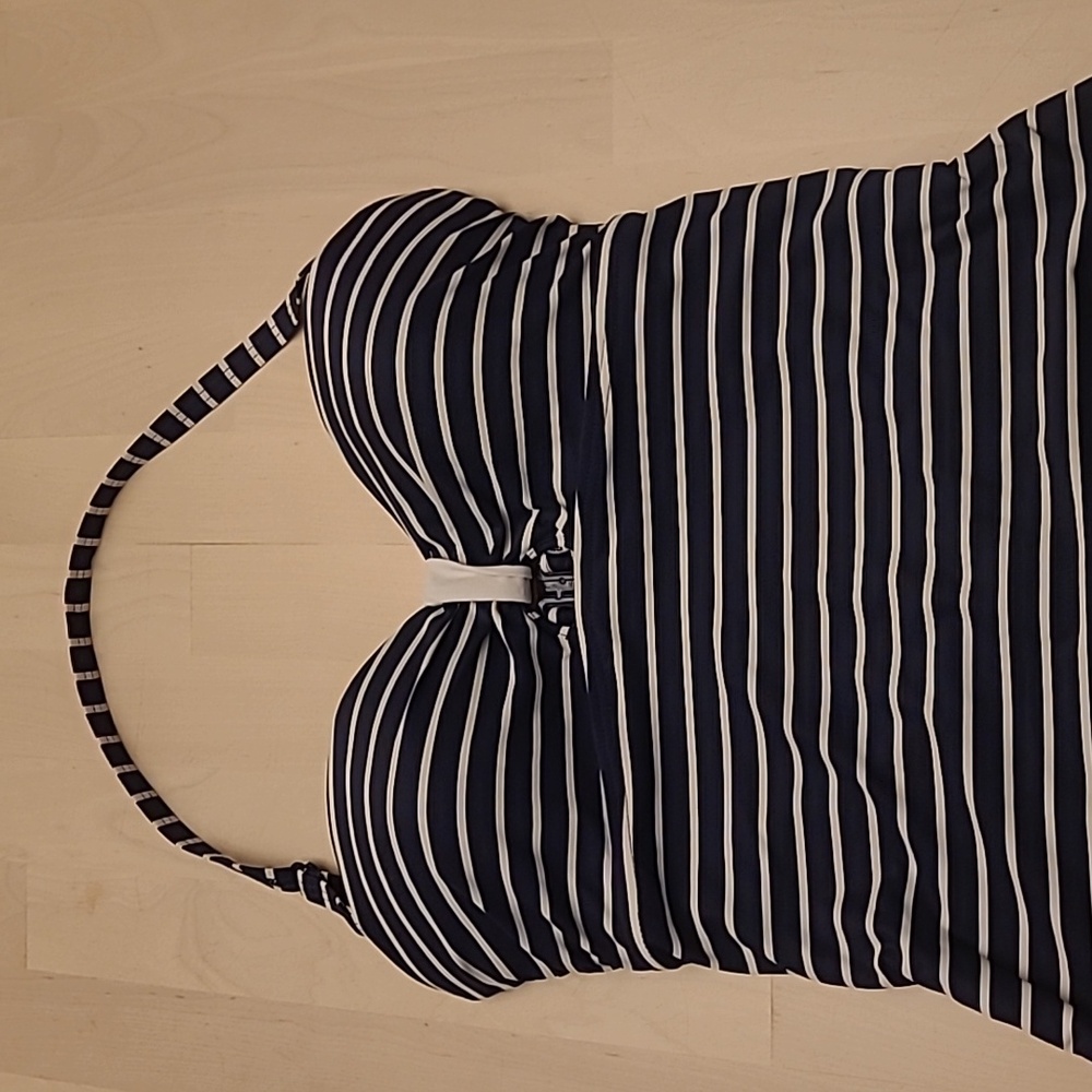 LIKE NEW Moontide Nautical Navy and White Striped Built in Bra Swimsuit - Picture 3 of 13